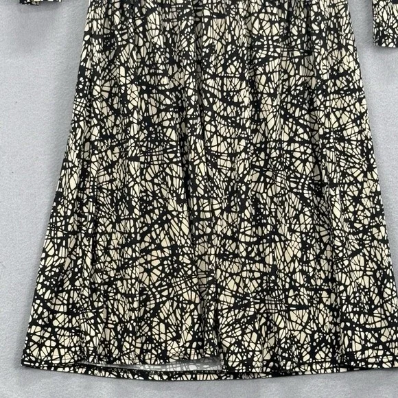 Egerie Paris Dress Womens Small Black Tan Crossover Slinky Knee Length ¾ Sleeve - Picture 7 of 12